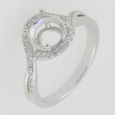 14K White Gold Semi Mount Ring Setting Round RD 8x8mm W/ Moissanite Twisted Shan - Syzjewelry